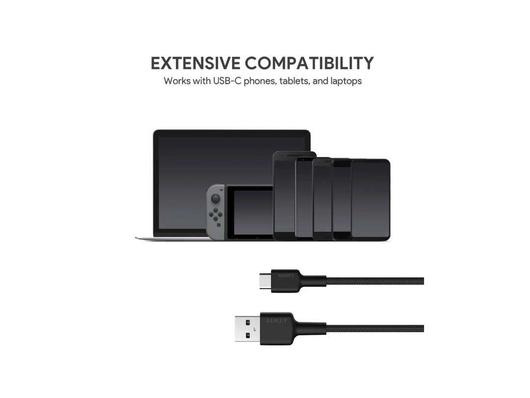 Buy Aukey USB2.0 A to C Braided Nylon Cable 0.9m in Qatar Buy Aukey USB2.0 A to C Braided Nylon Cable 0.9m in Qatar